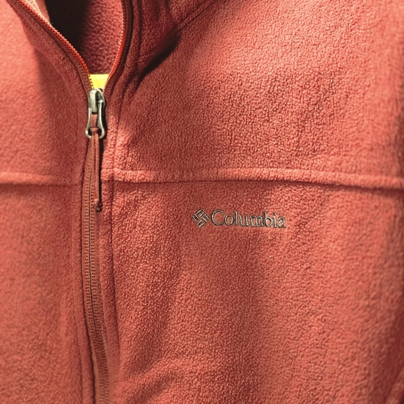 Columbia Women's Fleece Jacket Medium Red/Deep Orange Beautiful Color - Picture 3 of 5